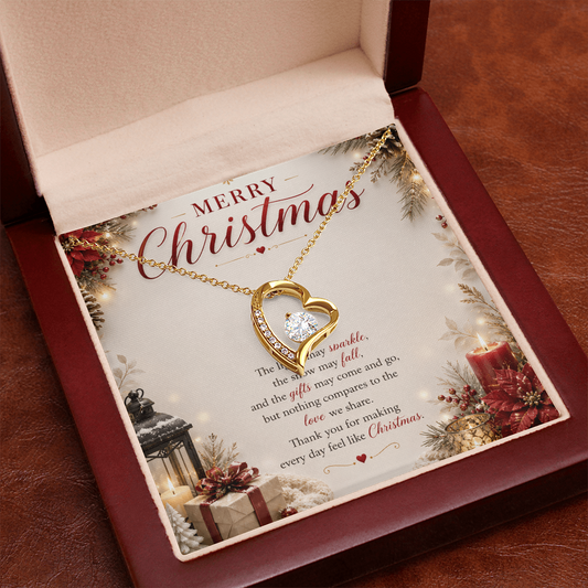 Sparkling Heart Pendant Necklace | Merry Christmas Gift for Wife