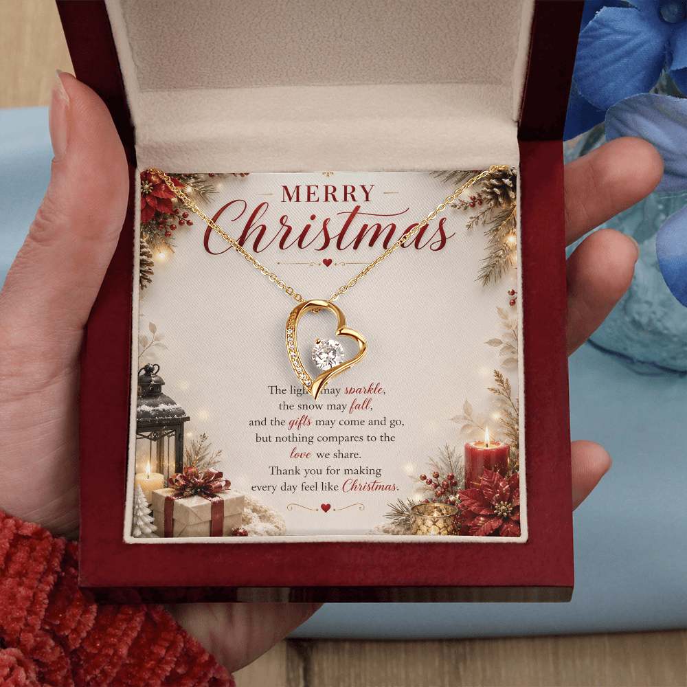 Sparkling Heart Pendant Necklace | Merry Christmas Gift for Wife