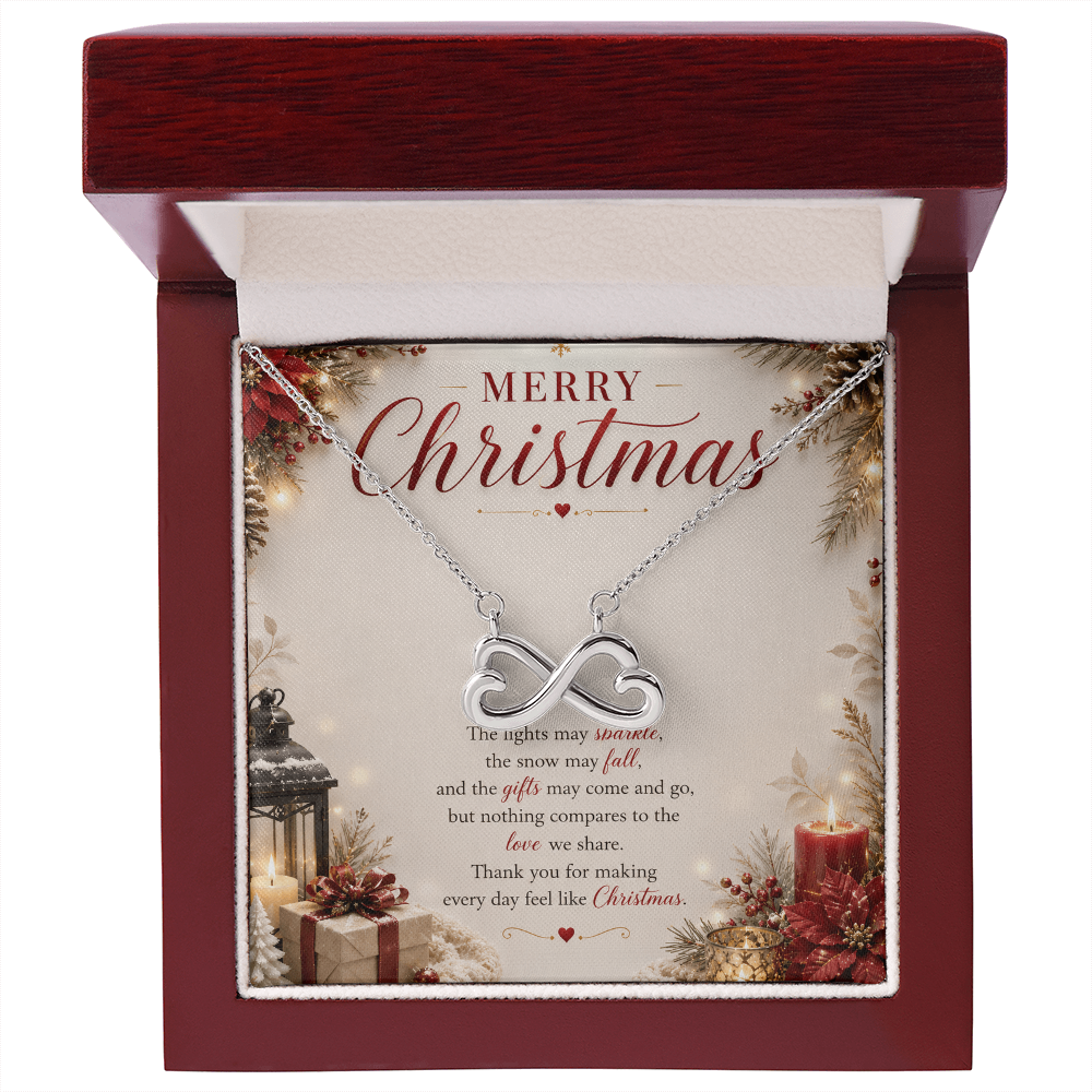 Merry Christmas Infinity Heart Necklace Gift for Her