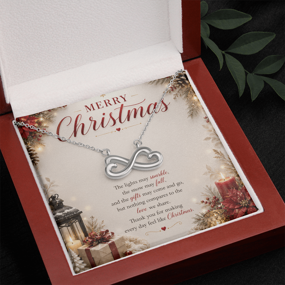 Merry Christmas Infinity Heart Necklace Gift for Her