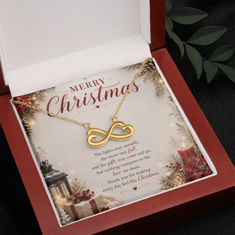 Merry Christmas Infinity Heart Necklace Gift for Her