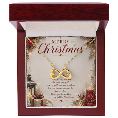 Merry Christmas Infinity Heart Necklace Gift for Her