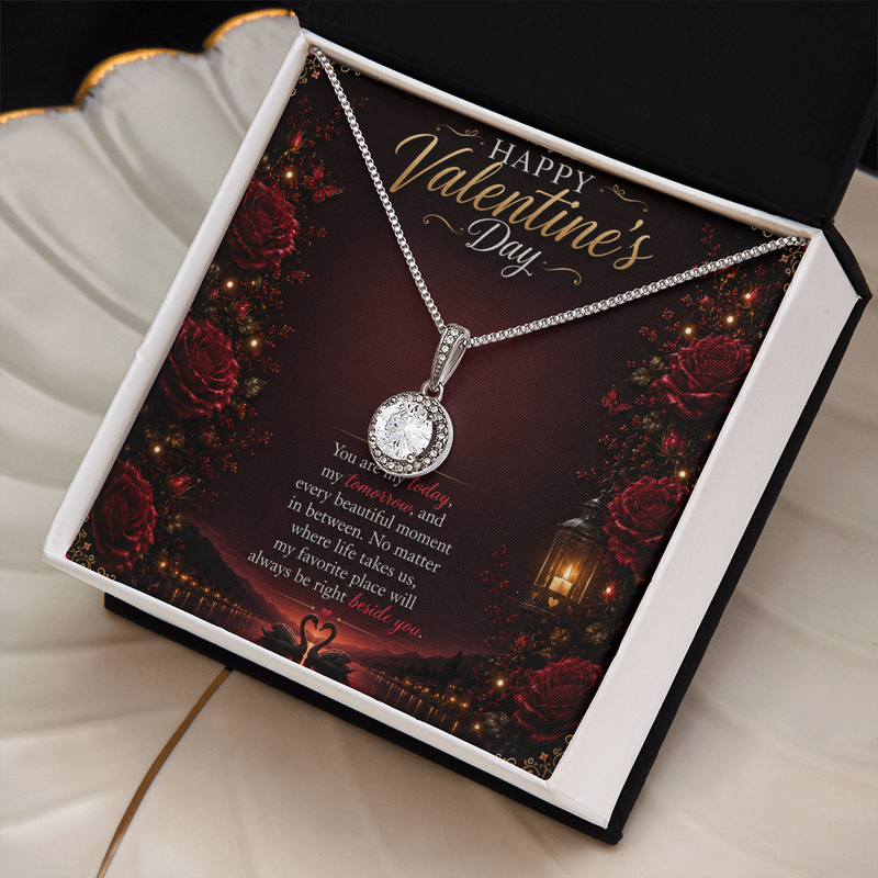 Valentine's Crystal Halo Necklace | Romantic Gift for Her