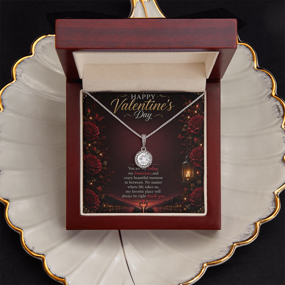 Valentine's Crystal Halo Necklace | Romantic Gift for Her