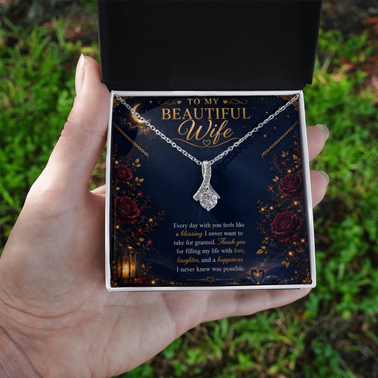 To My Beautiful Wife Alluring Beauty Necklace | Romantic Gift for Wife