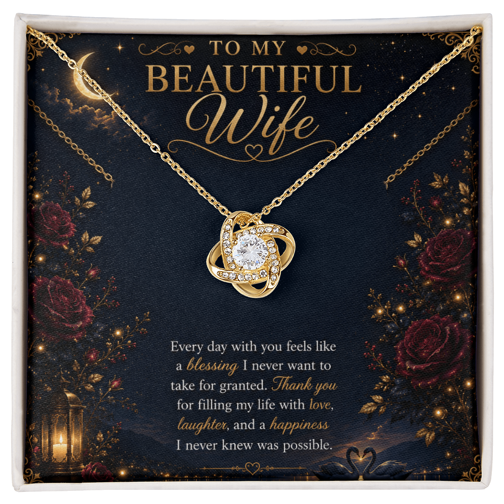 To My Beautiful Wife Love Knot Necklace | Romantic Gift for Wife