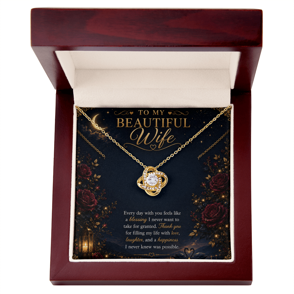 To My Beautiful Wife Love Knot Necklace | Romantic Gift for Wife