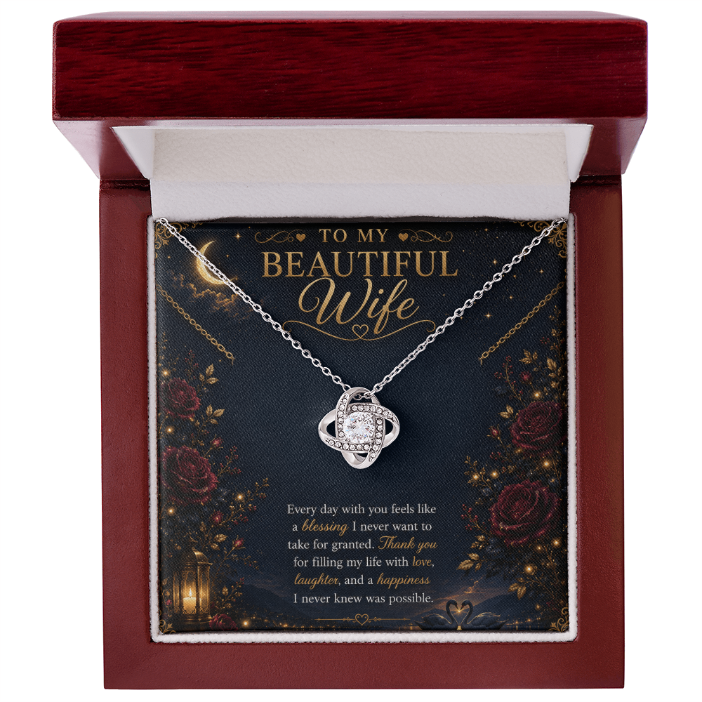 To My Beautiful Wife Love Knot Necklace | Romantic Gift for Wife