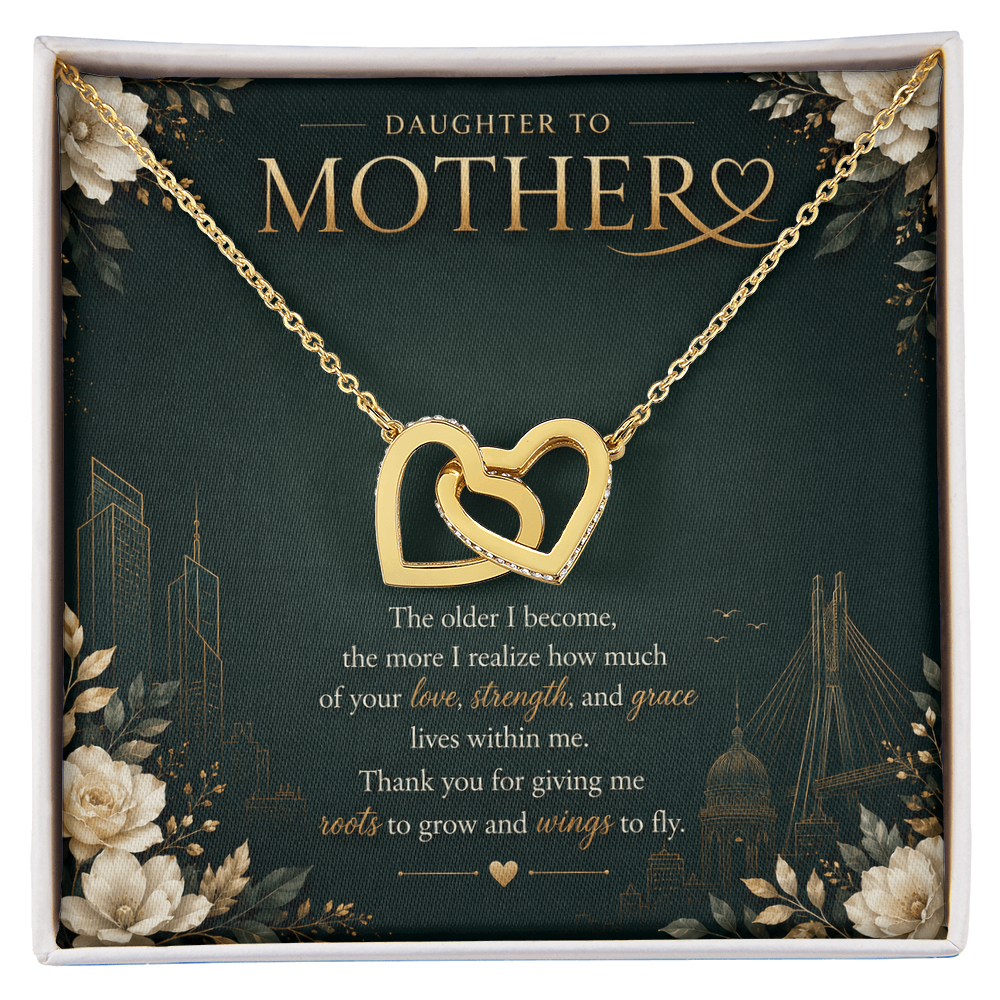 Daughter to Mother Interlocking Hearts Necklace | Meaningful Gift for Mom