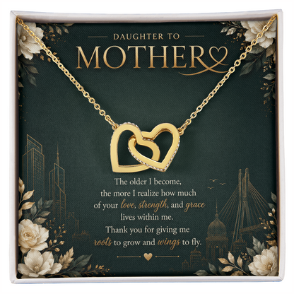 Daughter to Mother Interlocking Hearts Necklace | Meaningful Gift for Mom