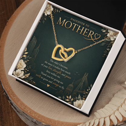 Daughter to Mother Interlocking Hearts Necklace | Meaningful Gift for Mom