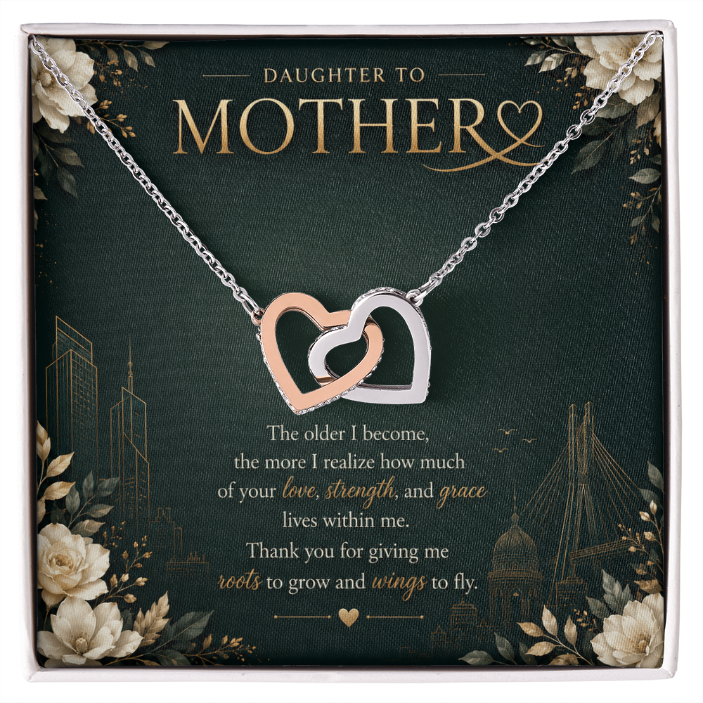 Daughter to Mother Interlocking Hearts Necklace | Meaningful Gift for Mom