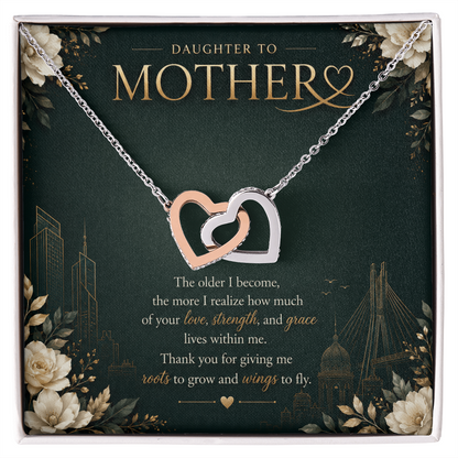 Daughter to Mother Interlocking Hearts Necklace | Meaningful Gift for Mom
