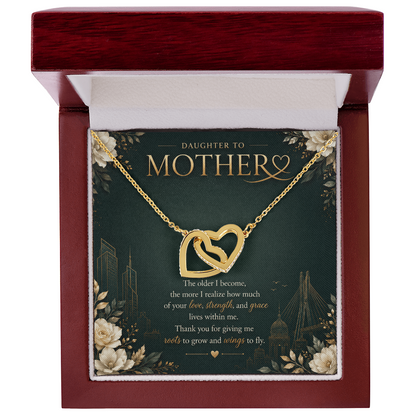 Daughter to Mother Interlocking Hearts Necklace | Meaningful Gift for Mom