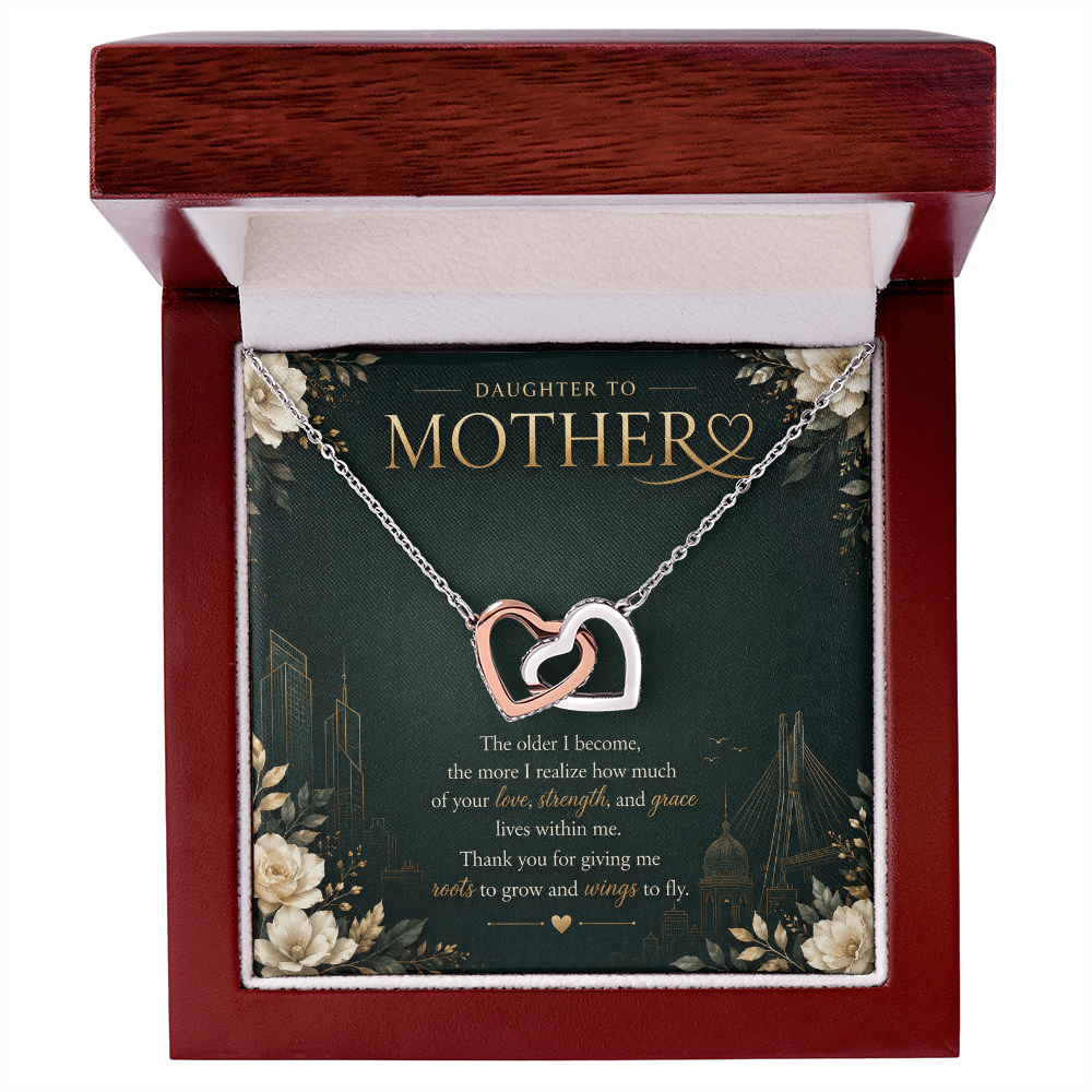 Daughter to Mother Interlocking Hearts Necklace | Meaningful Gift for Mom