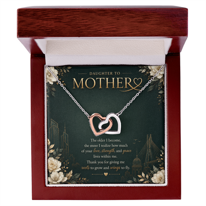 Daughter to Mother Interlocking Hearts Necklace | Meaningful Gift for Mom
