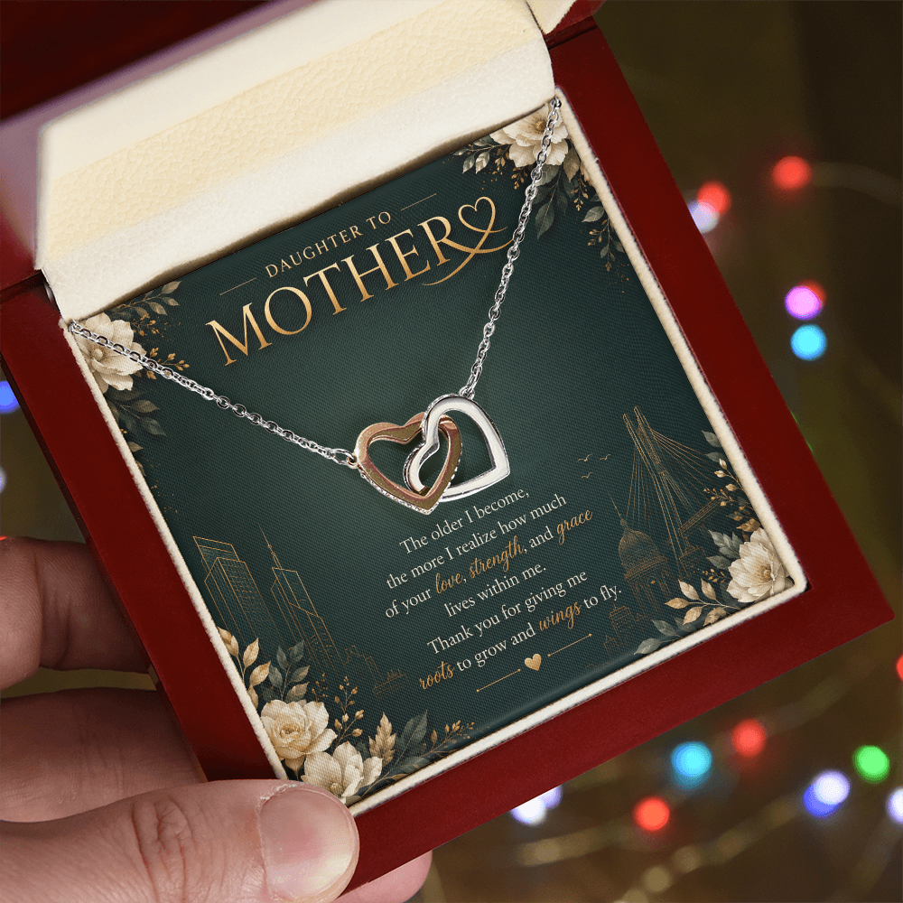 Daughter to Mother Interlocking Hearts Necklace | Meaningful Gift for Mom