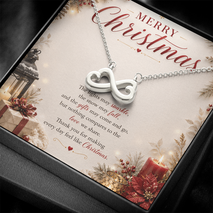 Merry Christmas Infinity Heart Necklace Gift for Her