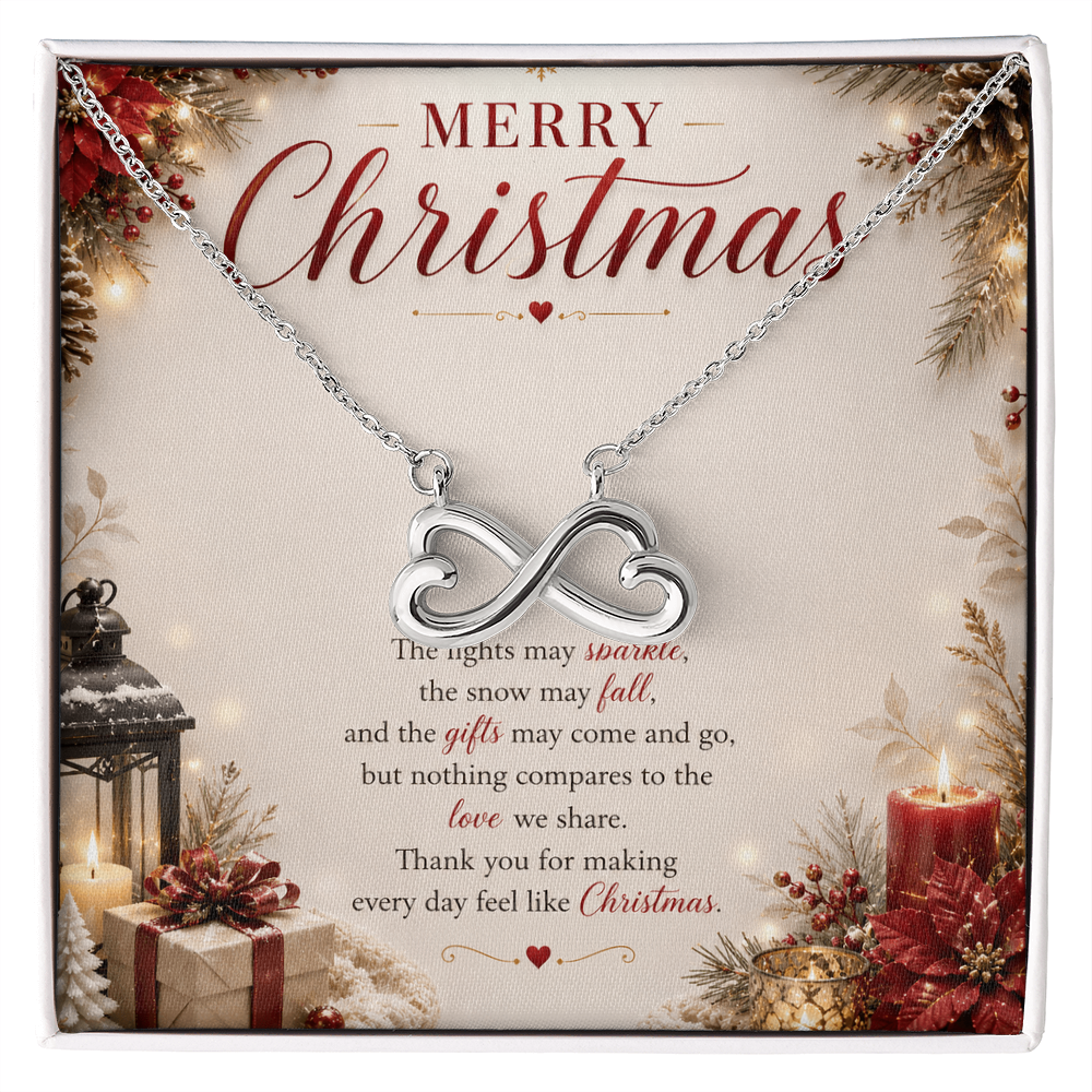 Merry Christmas Infinity Heart Necklace Gift for Her