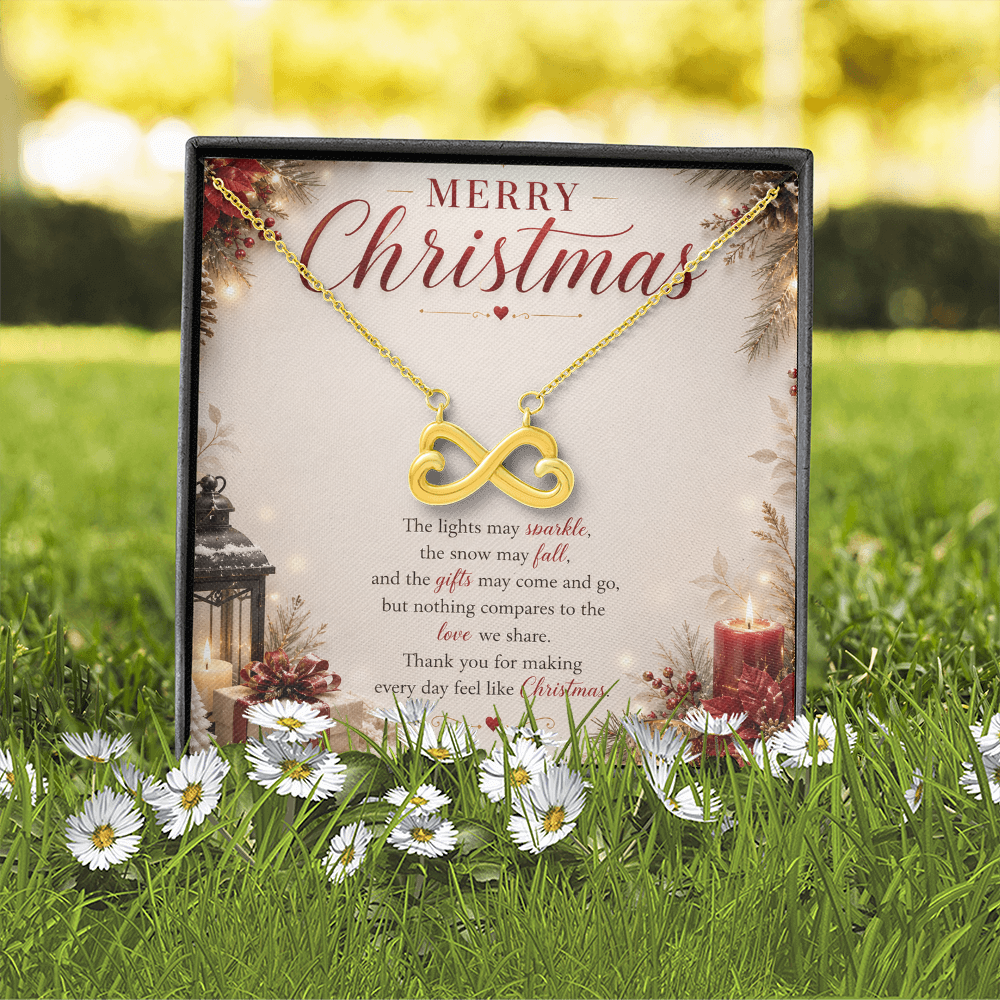 Merry Christmas Infinity Heart Necklace Gift for Her