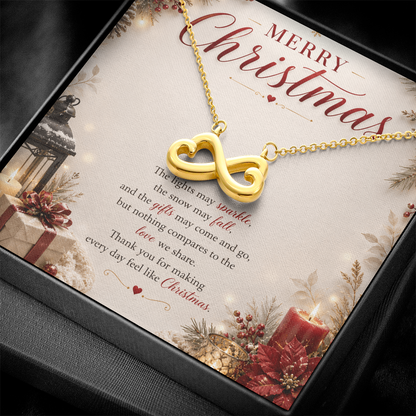 Merry Christmas Infinity Heart Necklace Gift for Her