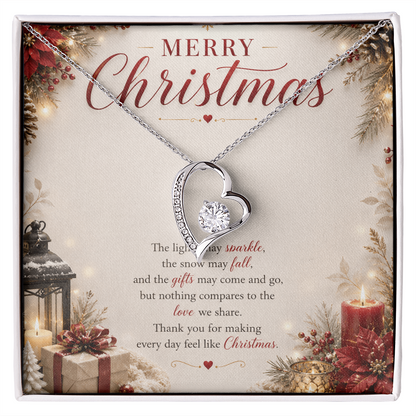 Sparkling Heart Pendant Necklace | Merry Christmas Gift for Wife