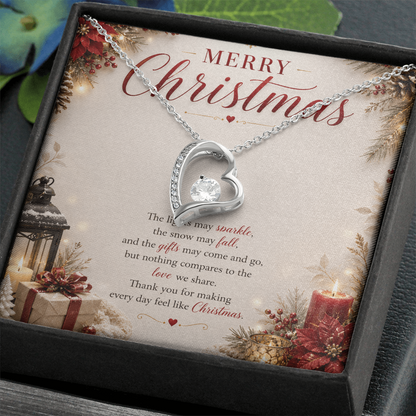Sparkling Heart Pendant Necklace | Merry Christmas Gift for Wife