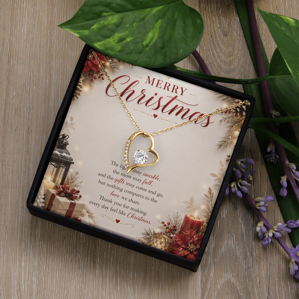 Sparkling Heart Pendant Necklace | Merry Christmas Gift for Wife
